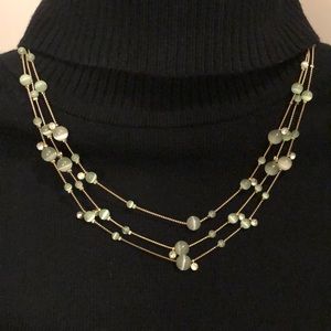 Multi-strand necklace with sage green beads